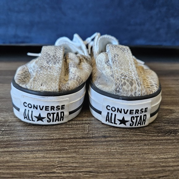 Converse Shoreline Slip On Sneakers Women's 7 Ivory Snake Print Lace Up‎ Canvas - Picture 9 of 11